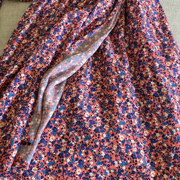 Gap Pink Floral Tie-Sleeve Wrap Dress - Picture 6 of 8